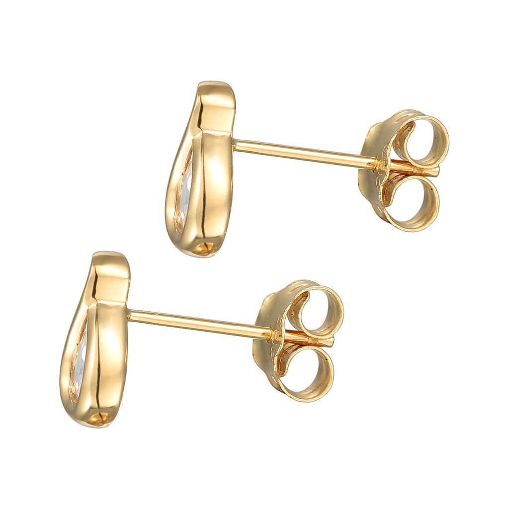 Gold - Elli PREMIUM | Ohrstecker Tropfen | Zirkonia (Weiß) | 585er Gelbgold