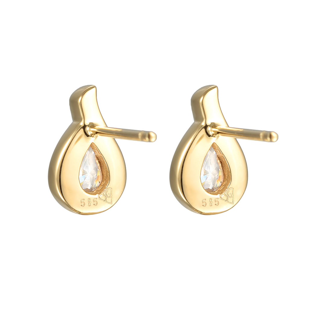 Gold - Elli PREMIUM | Ohrstecker Tropfen | Zirkonia (Weiß) | 585er Gelbgold