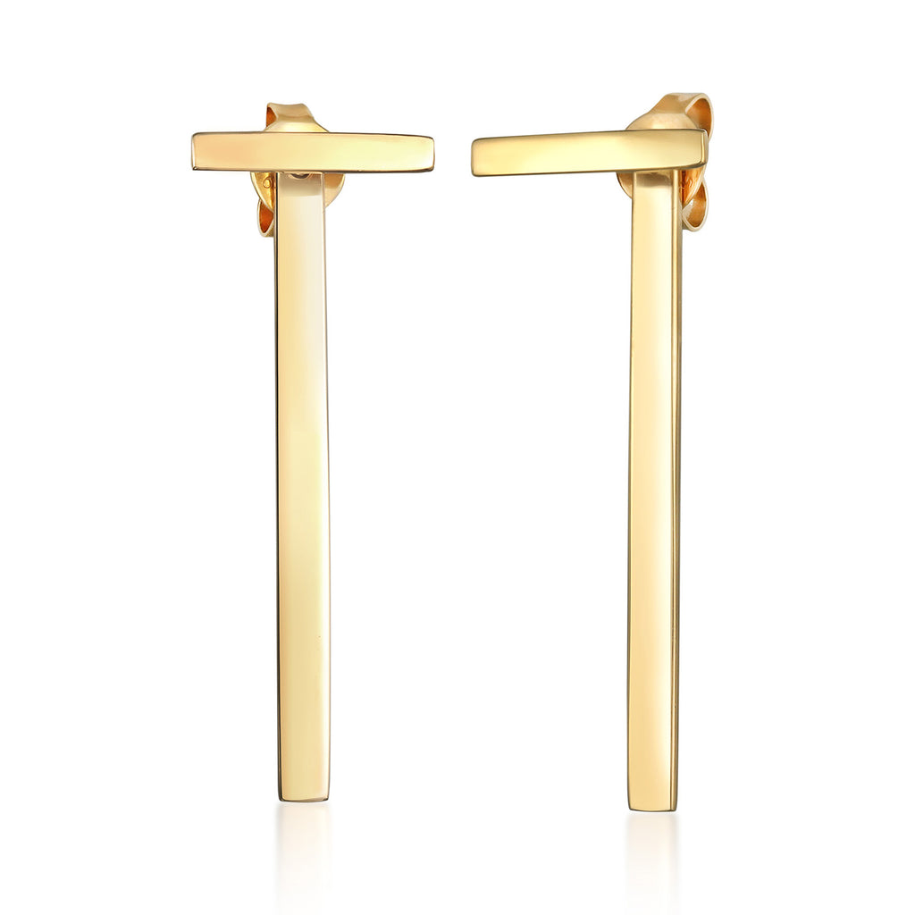 Gold - Elli | Ohrhänger Stab Geo | 925r Sterling Silber vergoldet