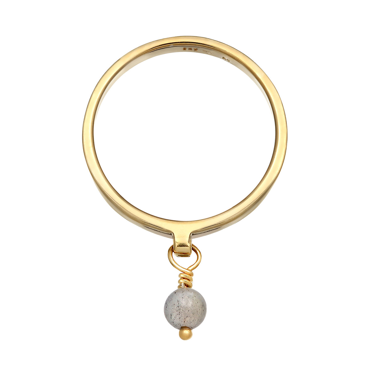 Gold - Elli PREMIUM | Bandring Anhänger | Labradorit (Grau) | 925er Sterling Silber vergoldet