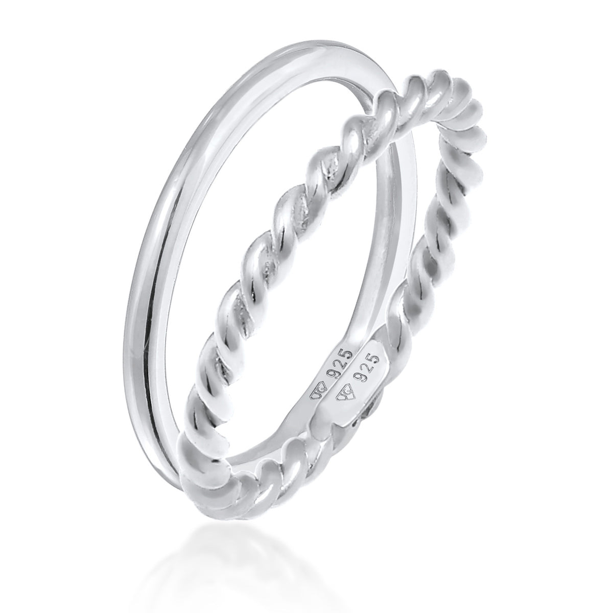Silber - Elli | Stapelring 2er Set Twisted | 925er Sterling Silber