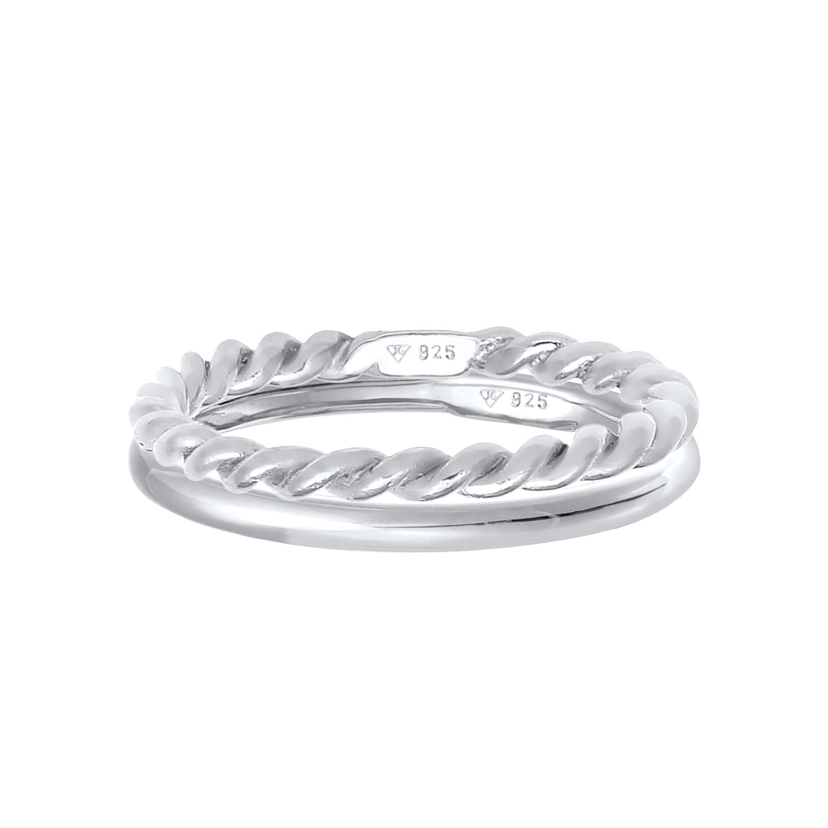 Silber - Elli | Stapelring 2er Set Twisted | 925er Sterling Silber