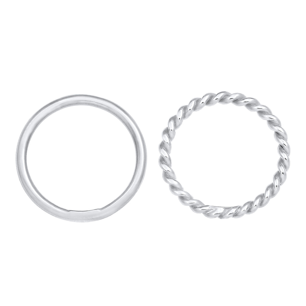 Silber - Elli | Stapelring 2er Set Twisted | 925er Sterling Silber