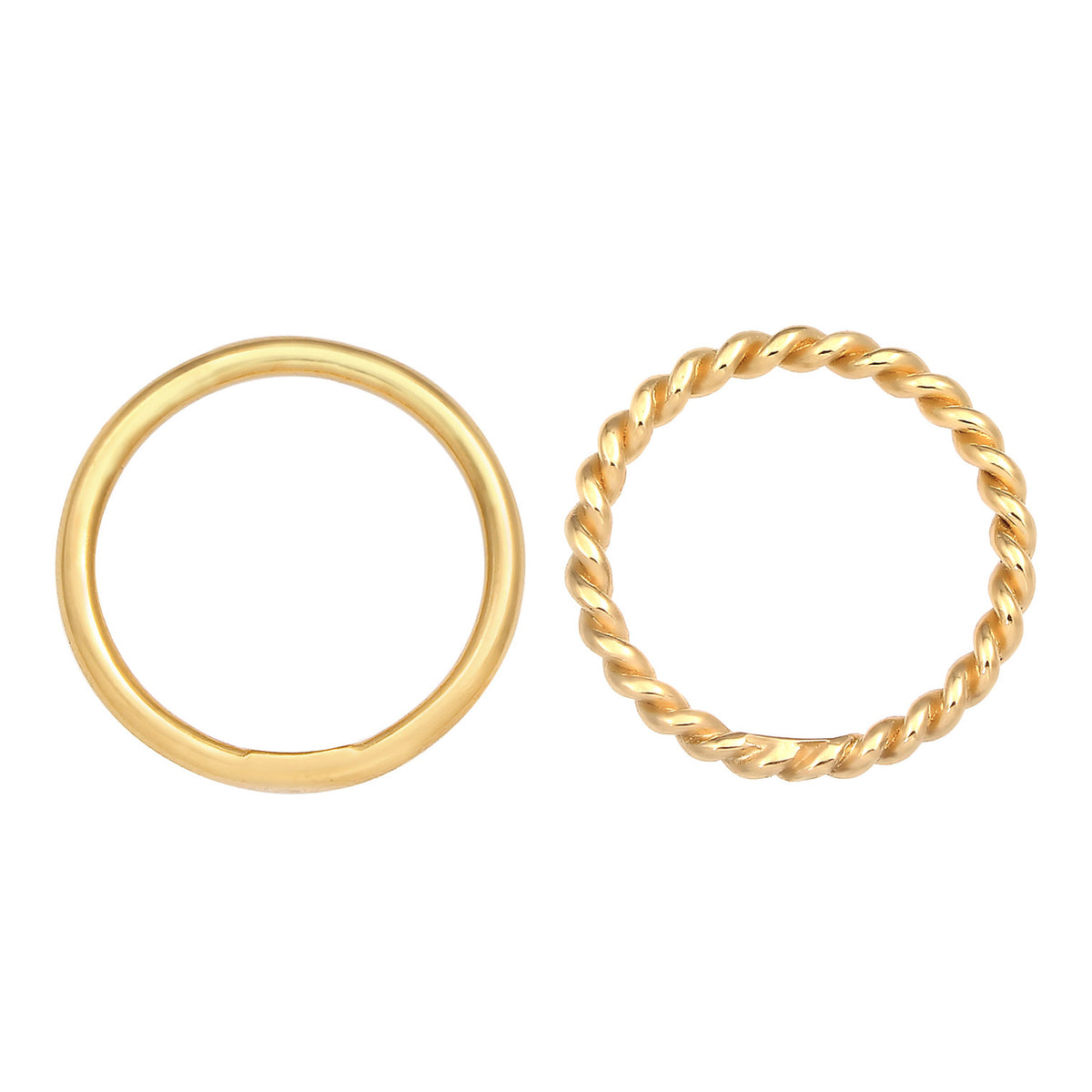 Gold - Elli | Stapelring 2er Set Twisted | 925er Sterling Silber vergoldet