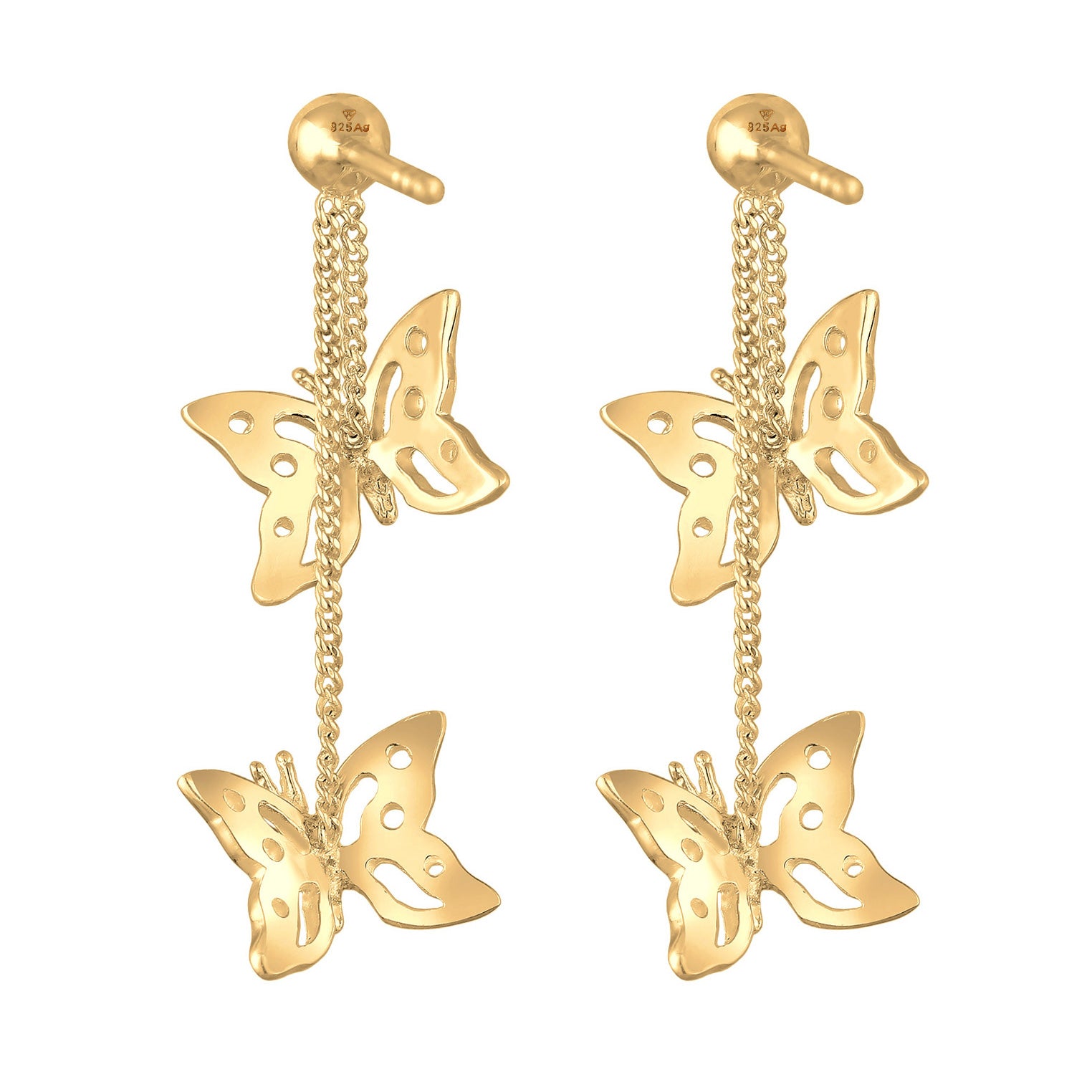 Gold - Elli | Ohrhänger Schmetterling | Mit Kristallen von Swarovski® (Weiß) | 925er Sterling Silber vergoldet