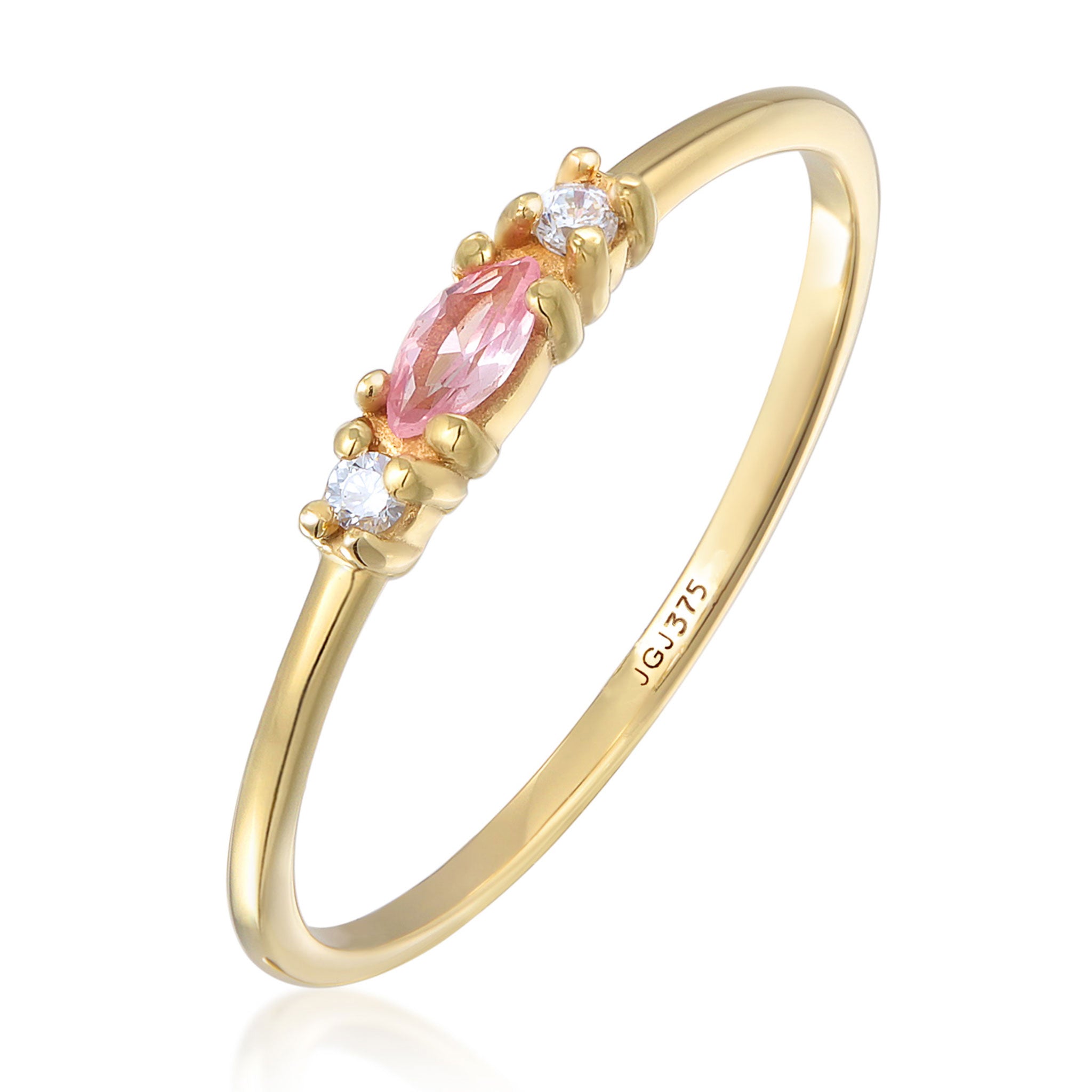 Gold - Elli PREMIUM | Verlobungsring | synth. Saphir (Rosa) | 375er Gelbgold