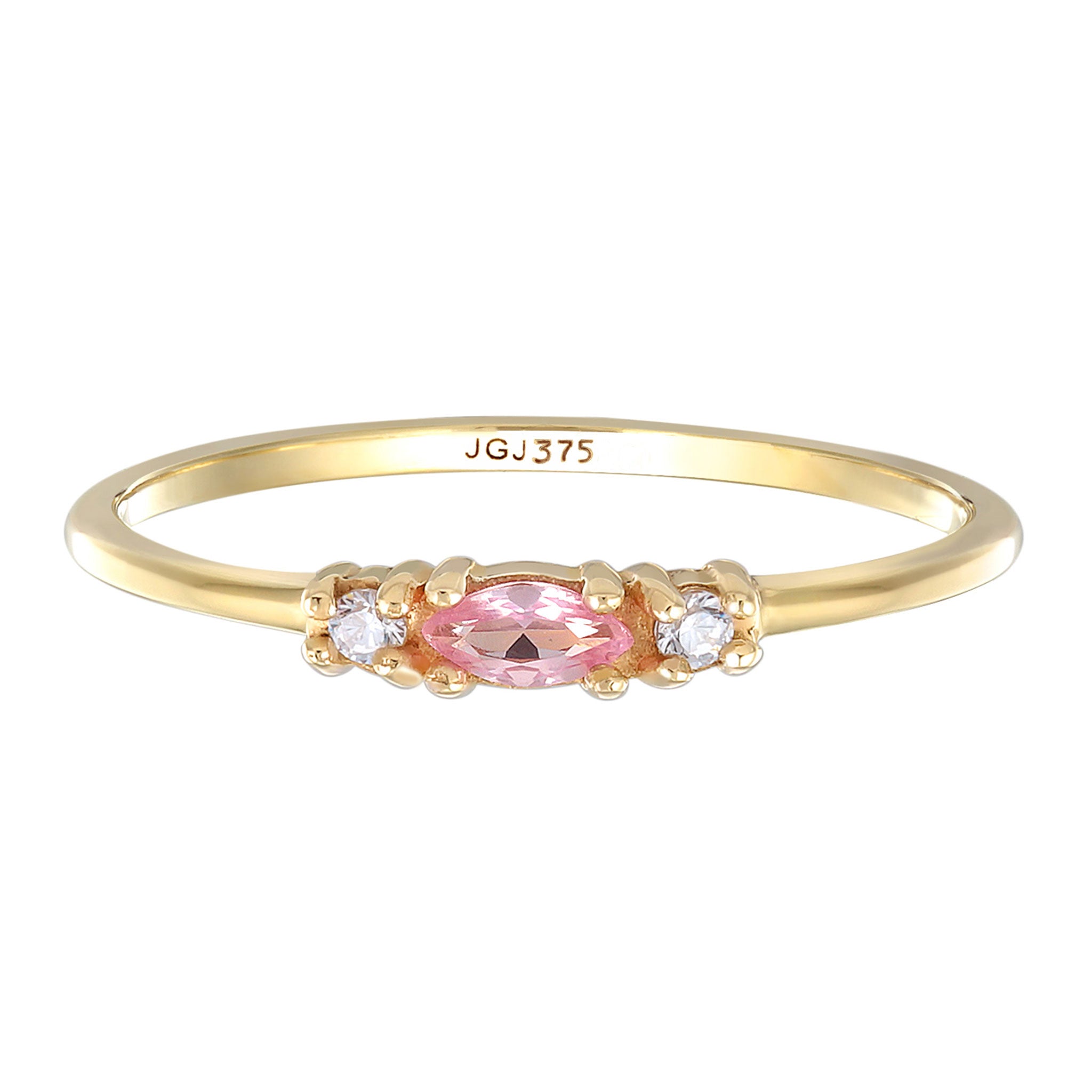 Gold - Elli PREMIUM | Verlobungsring | synth. Saphir (Rosa) | 375er Gelbgold