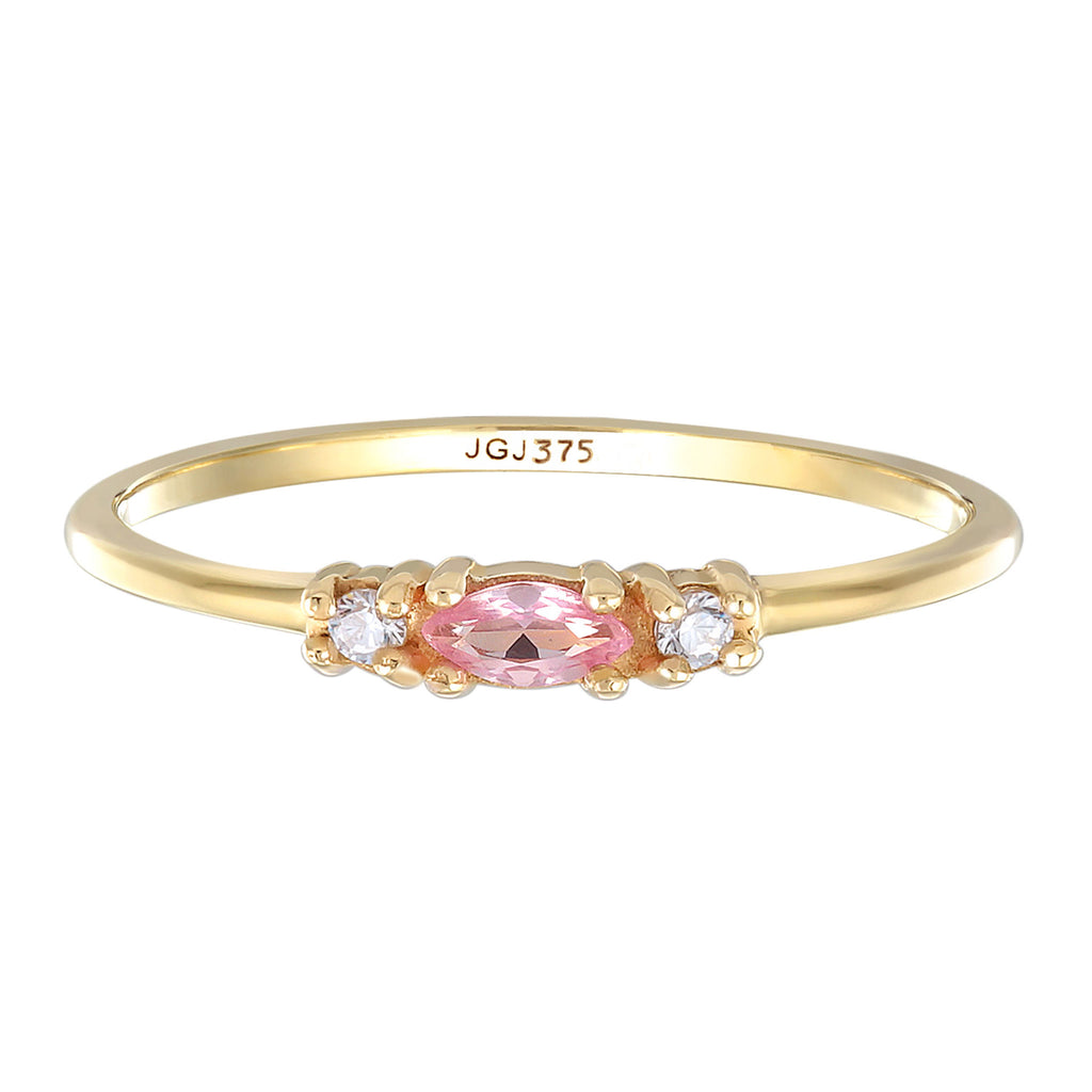 Gold - Elli PREMIUM | Verlobungsring | synth. Saphir (Rosa) | 375er Gelbgold