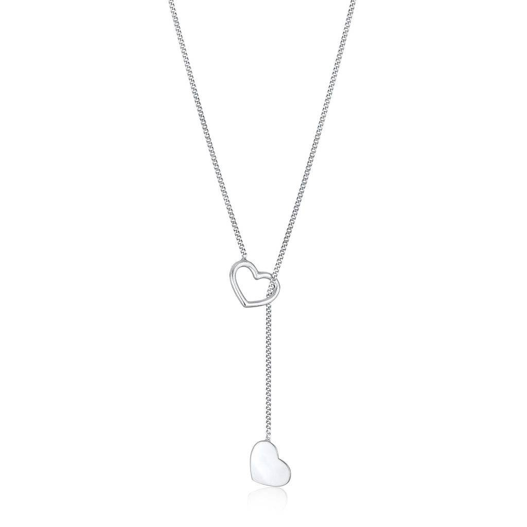 Silber - Elli | Y-Halskette Herzen | 925er Sterling Silber