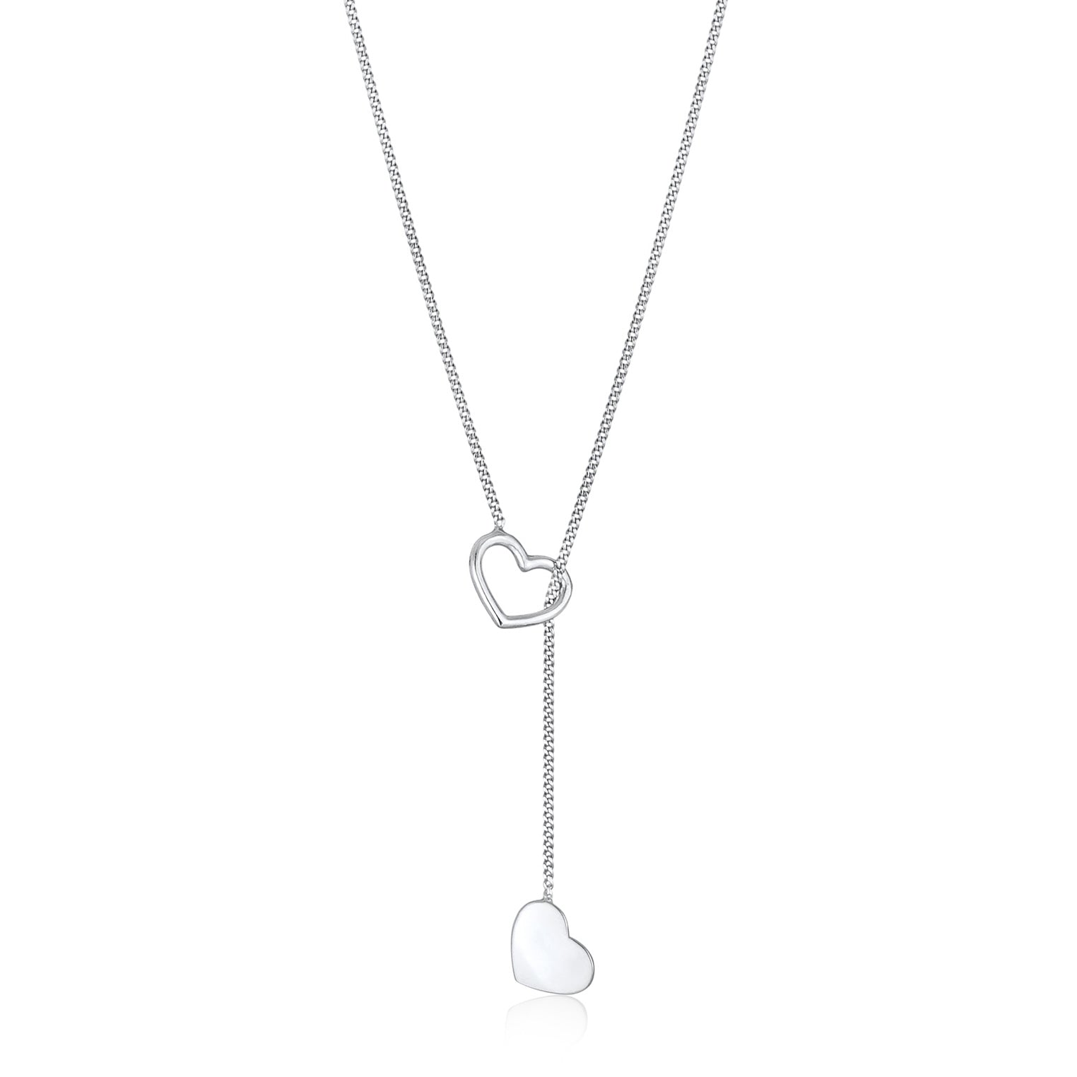 Silber - Elli | Y-Halskette Herzen | 925er Sterling Silber