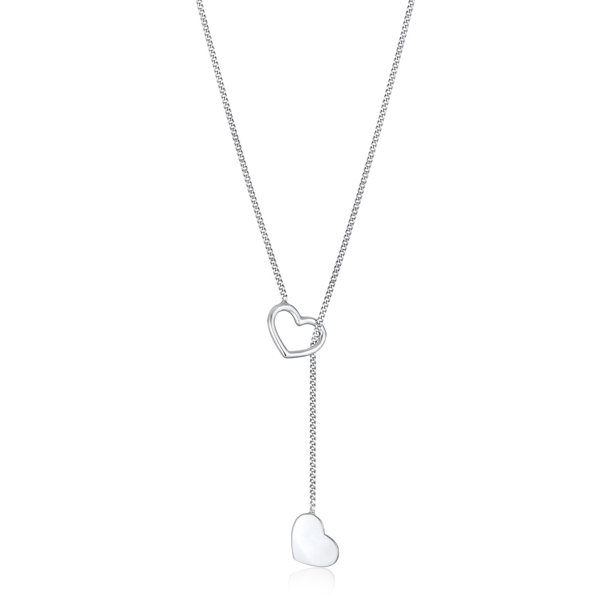 Silber - Elli | Y-Halskette Herzen | 925er Sterling Silber