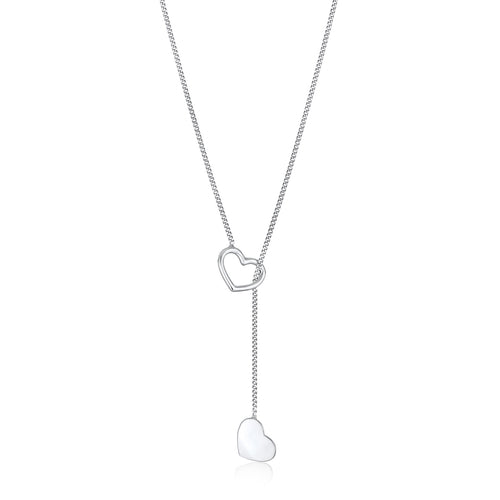 Silber - Elli | Y-Halskette Herzen | 925er Sterling Silber