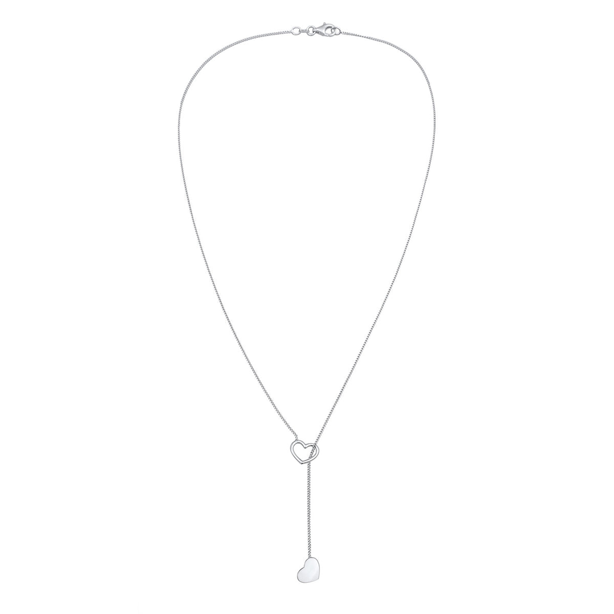 Silber - Elli | Y-Halskette Herzen | 925er Sterling Silber