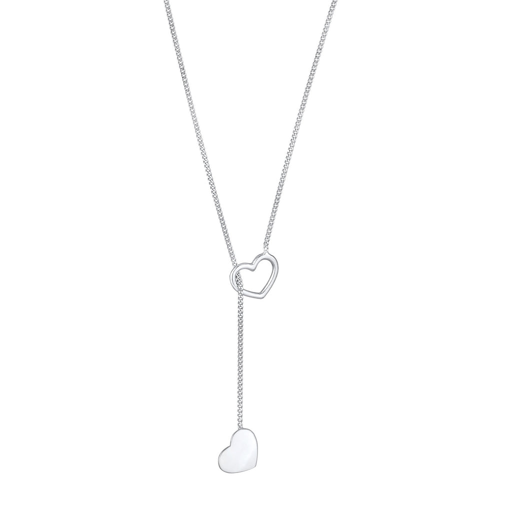 Silber - Elli | Y-Halskette Herzen | 925er Sterling Silber