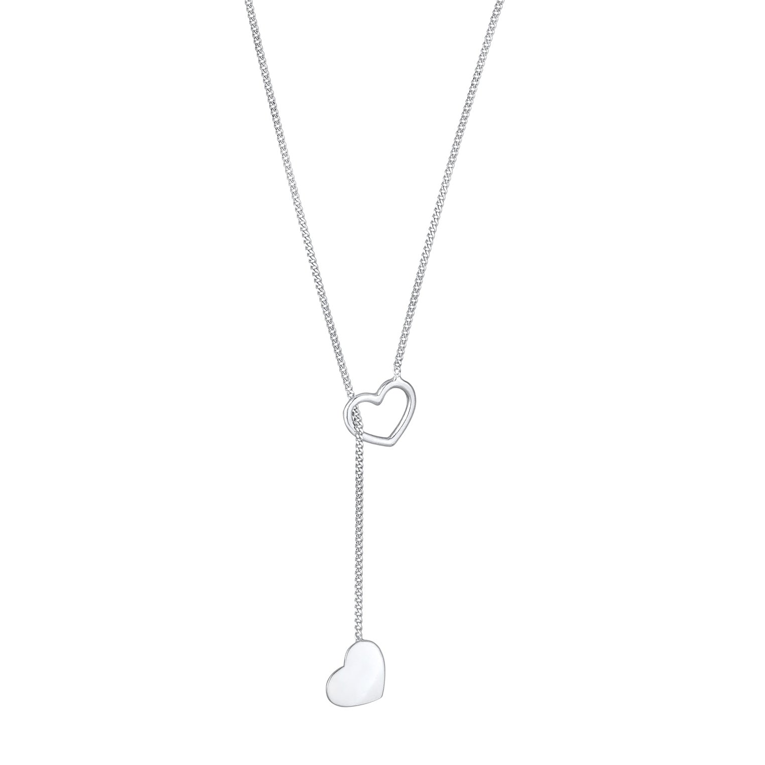 Silber - Elli | Y-Halskette Herzen | 925er Sterling Silber