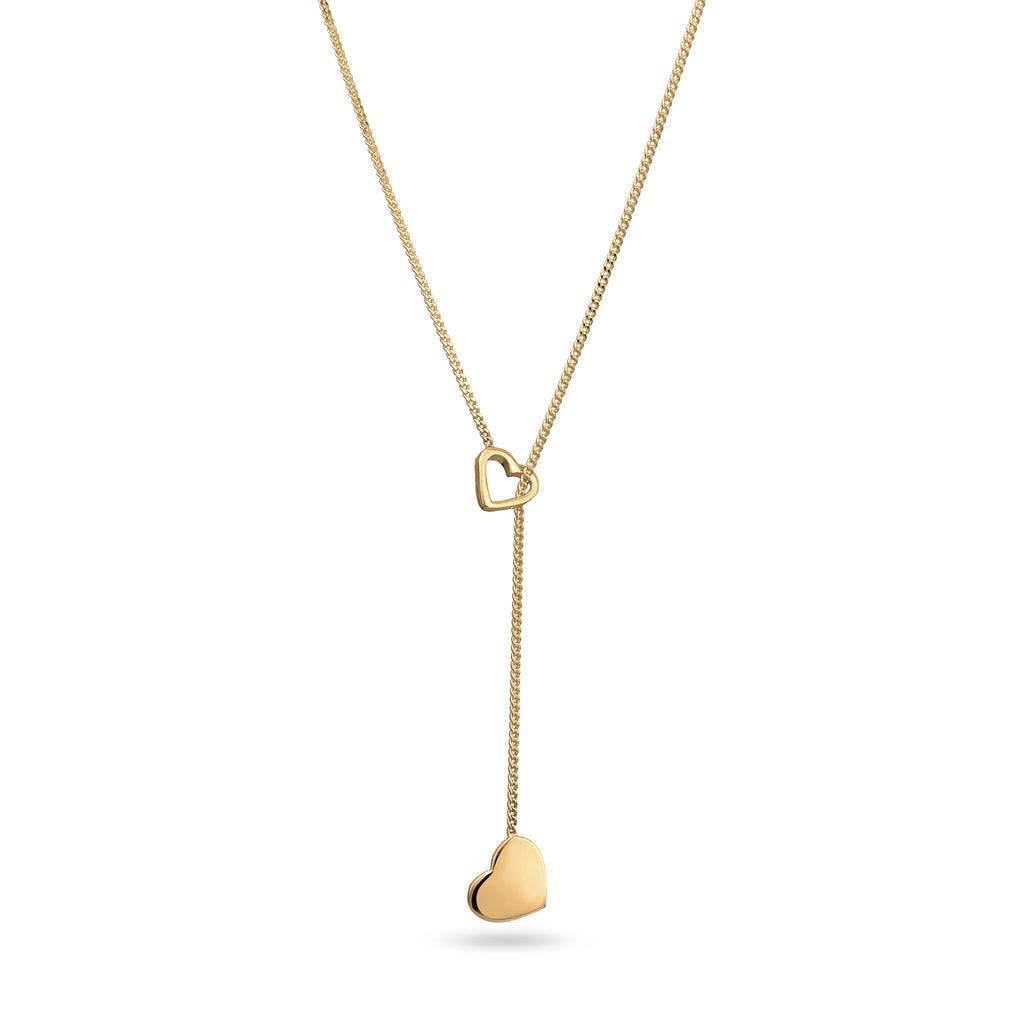 Gold - Elli | Y-Halskette Herzen | 925er Sterling Silber vergoldet