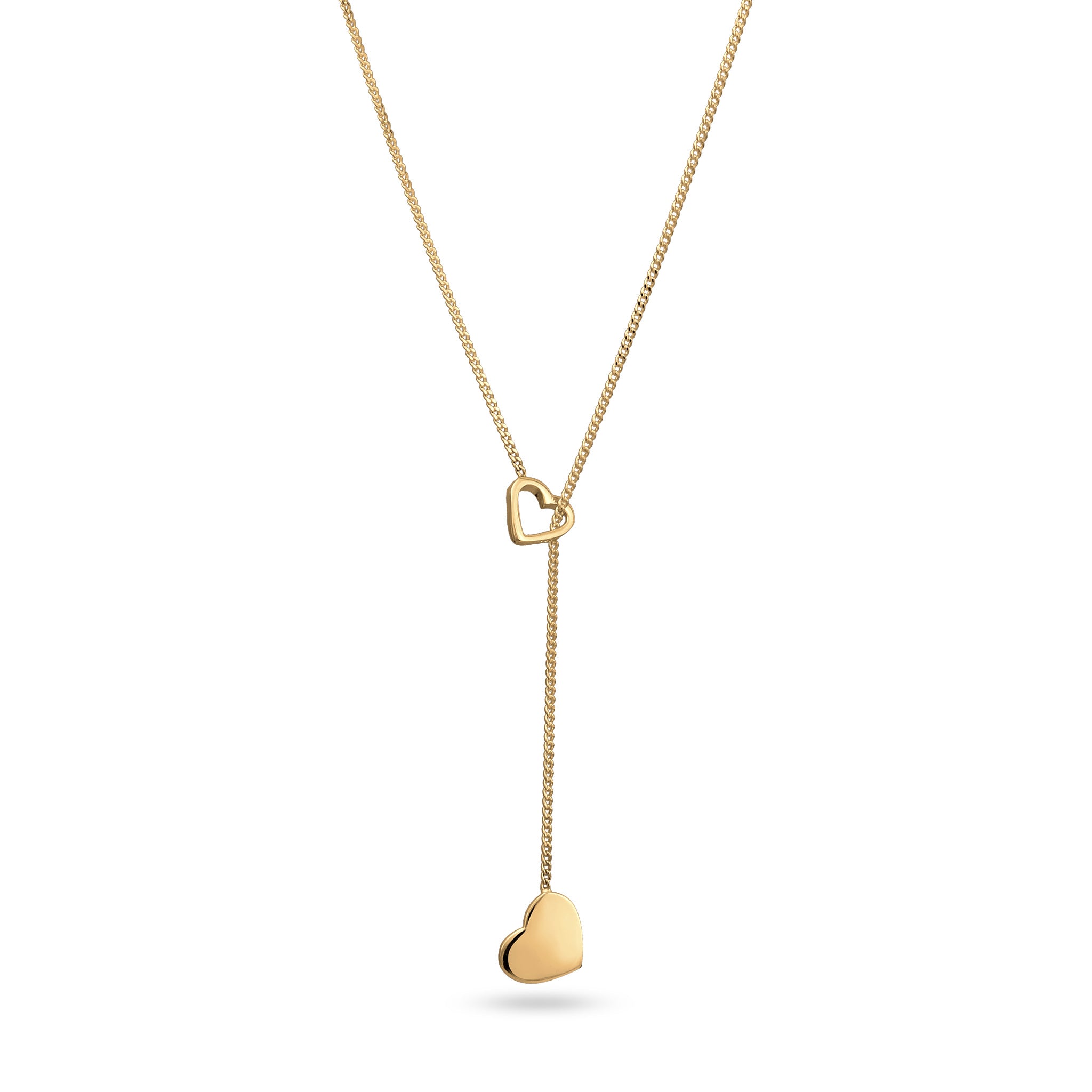 Gold - Elli | Y-Halskette Herzen | 925er Sterling Silber vergoldet