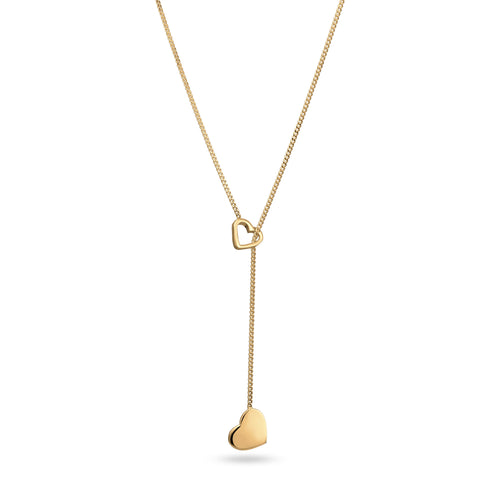 Gold - Elli | Y-Halskette Herzen | 925er Sterling Silber vergoldet