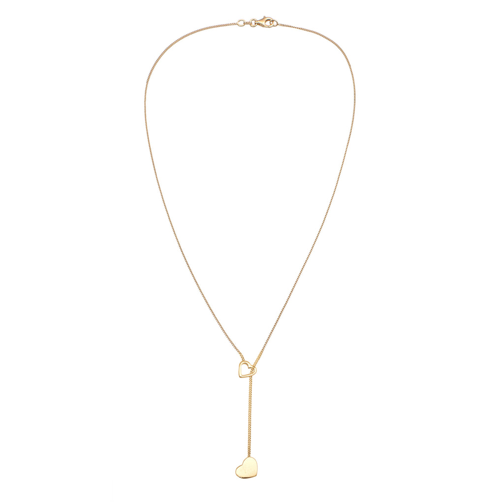 Gold - Elli | Y-Halskette Herzen | 925er Sterling Silber vergoldet