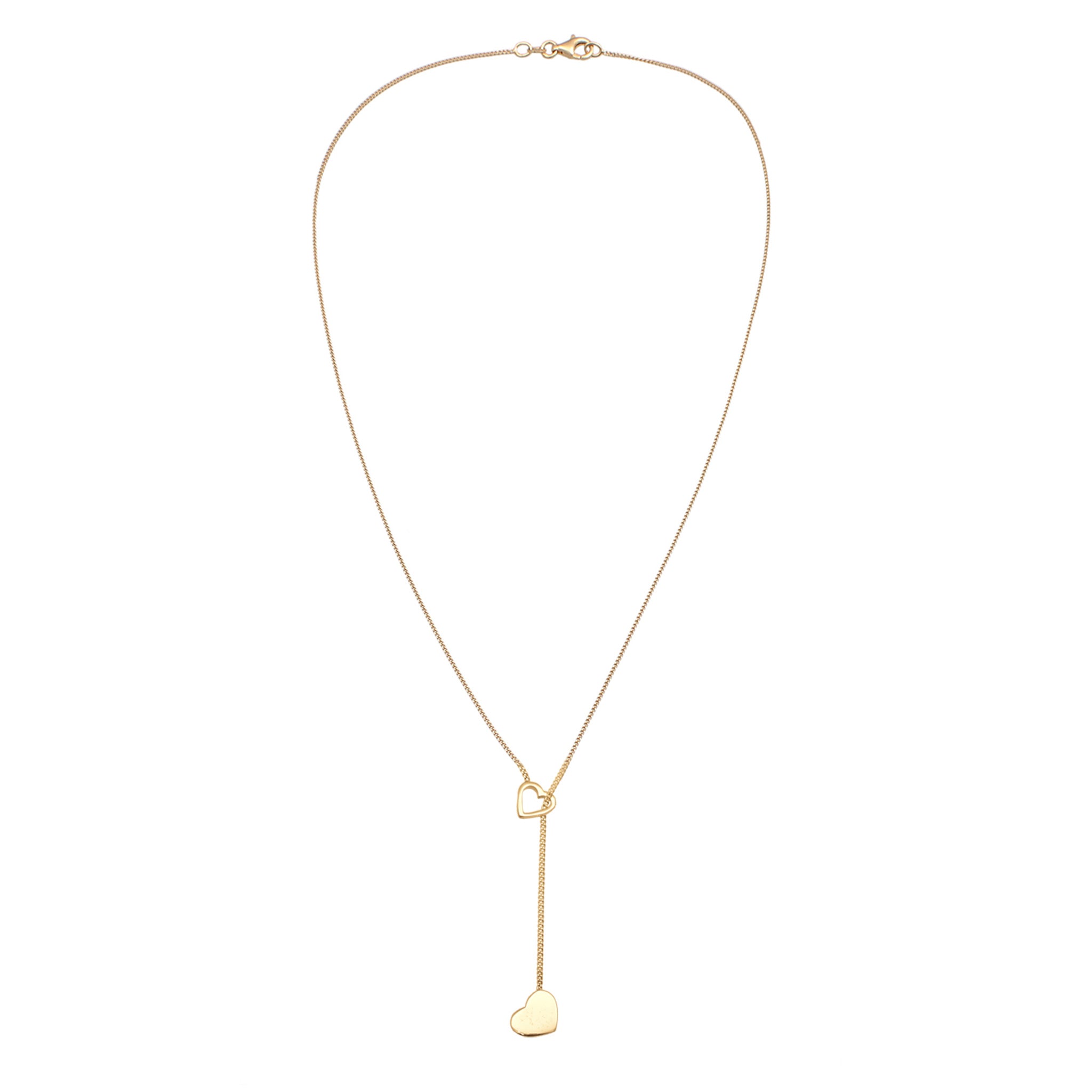 Gold - Elli | Y-Halskette Herzen | 925er Sterling Silber vergoldet