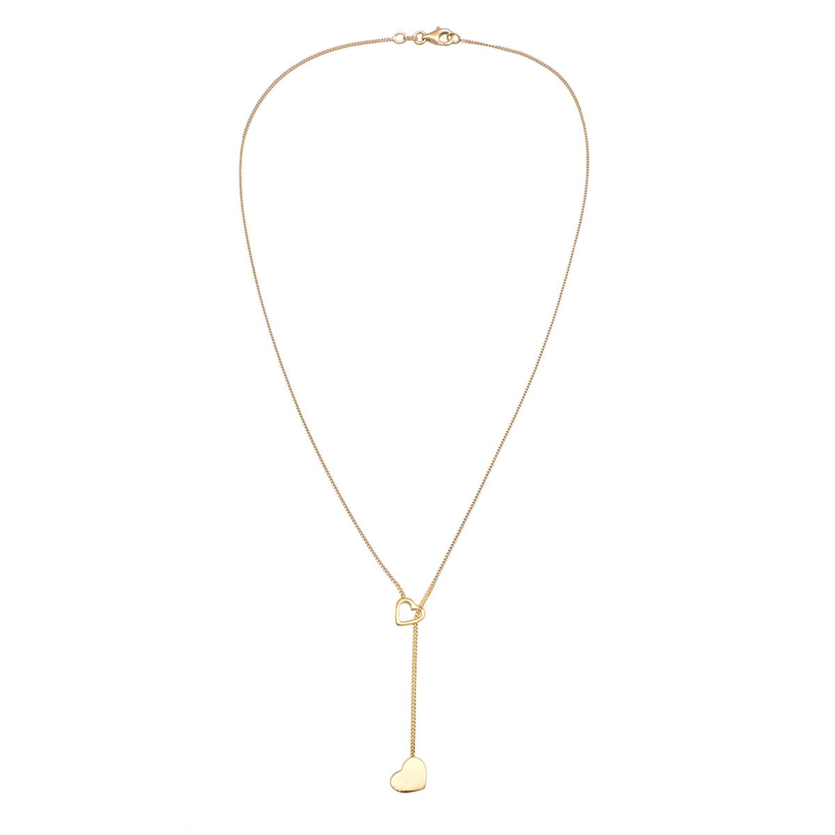 Gold - Elli | Y-Halskette Herzen | 925er Sterling Silber vergoldet