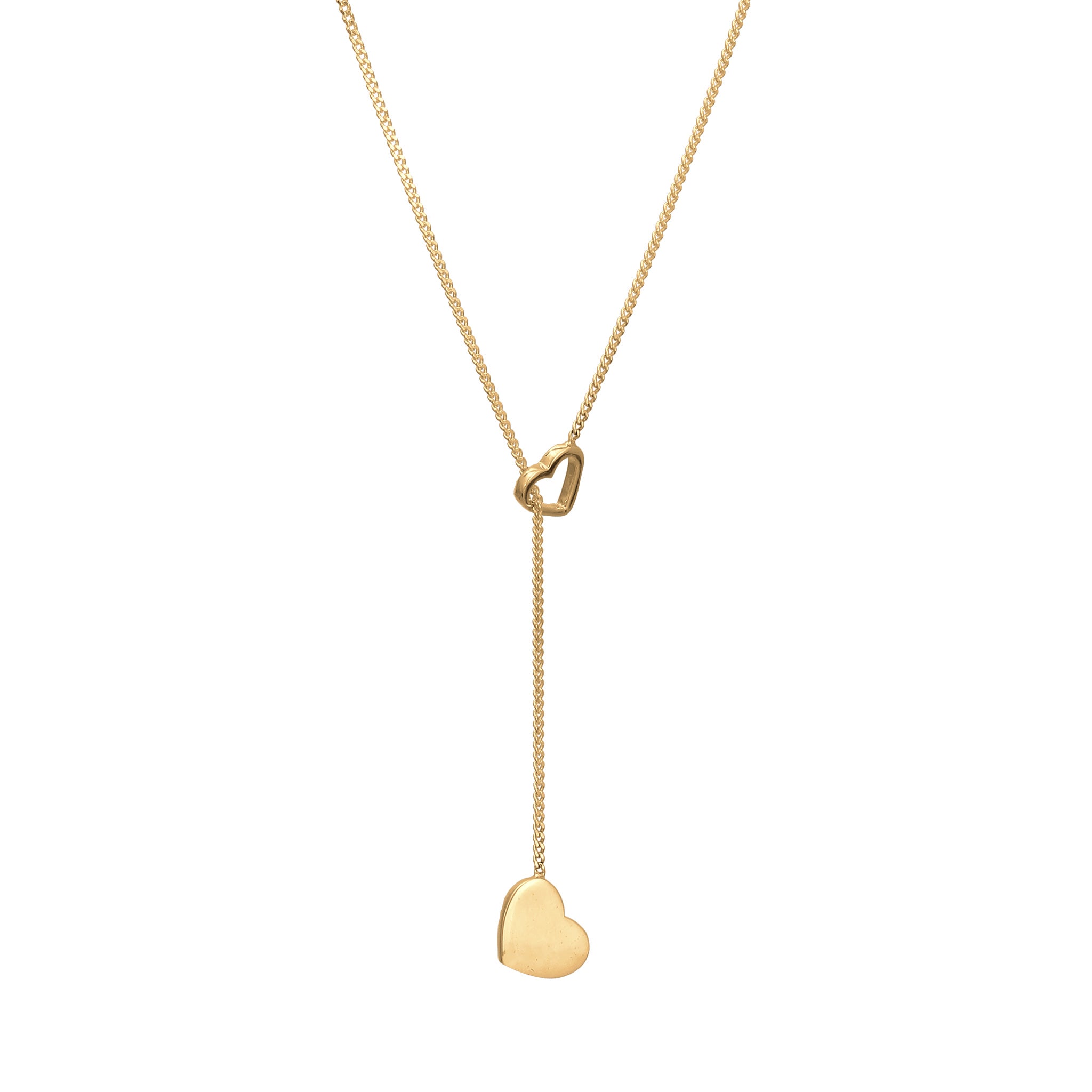 Gold - Elli | Y-Halskette Herzen | 925er Sterling Silber vergoldet