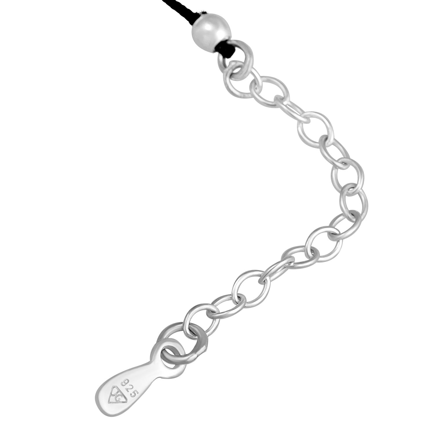 Silber - Elli | Choker Tropfen | Kristall (Schwarz), Nylon | 925er Sterling Silber