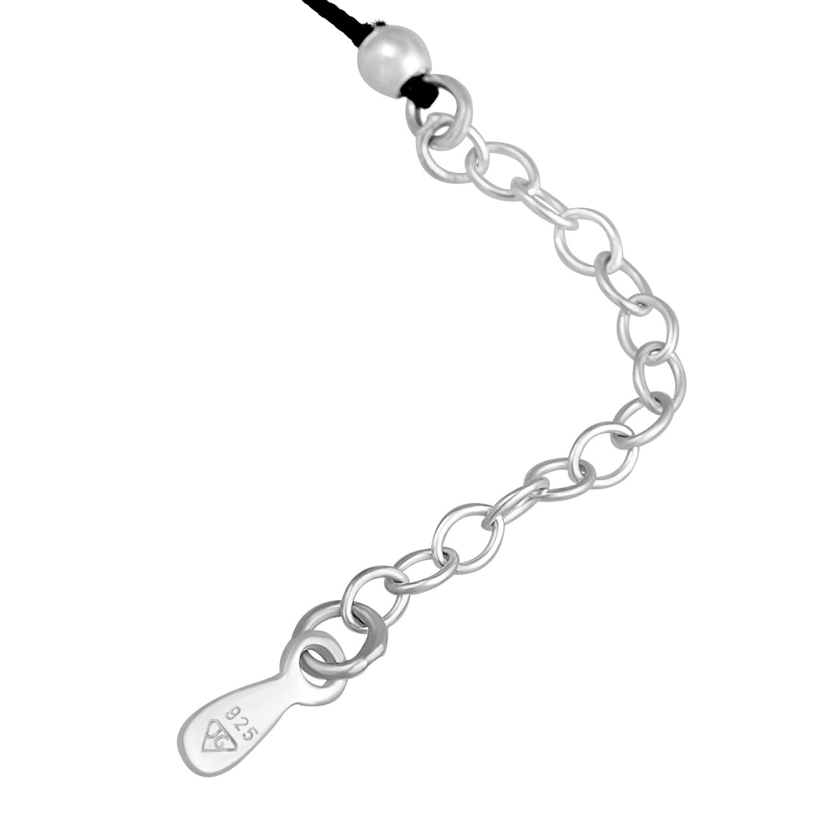 Silber - Elli | Choker Tropfen | Kristall (Schwarz), Nylon | 925er Sterling Silber