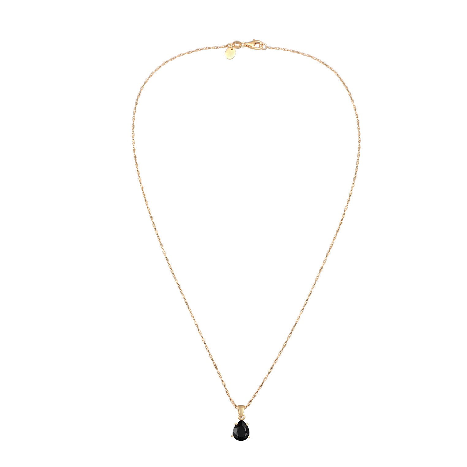 Gold - Elli PREMIUM | Halskette Tropfen | Kristall (Schwarz) | 925er Sterling Silber Vergoldet