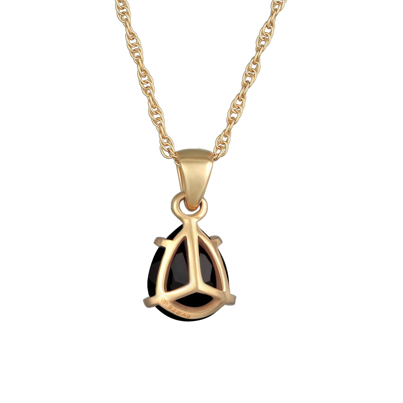 Gold - Elli PREMIUM | Halskette Tropfen | Kristall (Schwarz) | 925er Sterling Silber Vergoldet