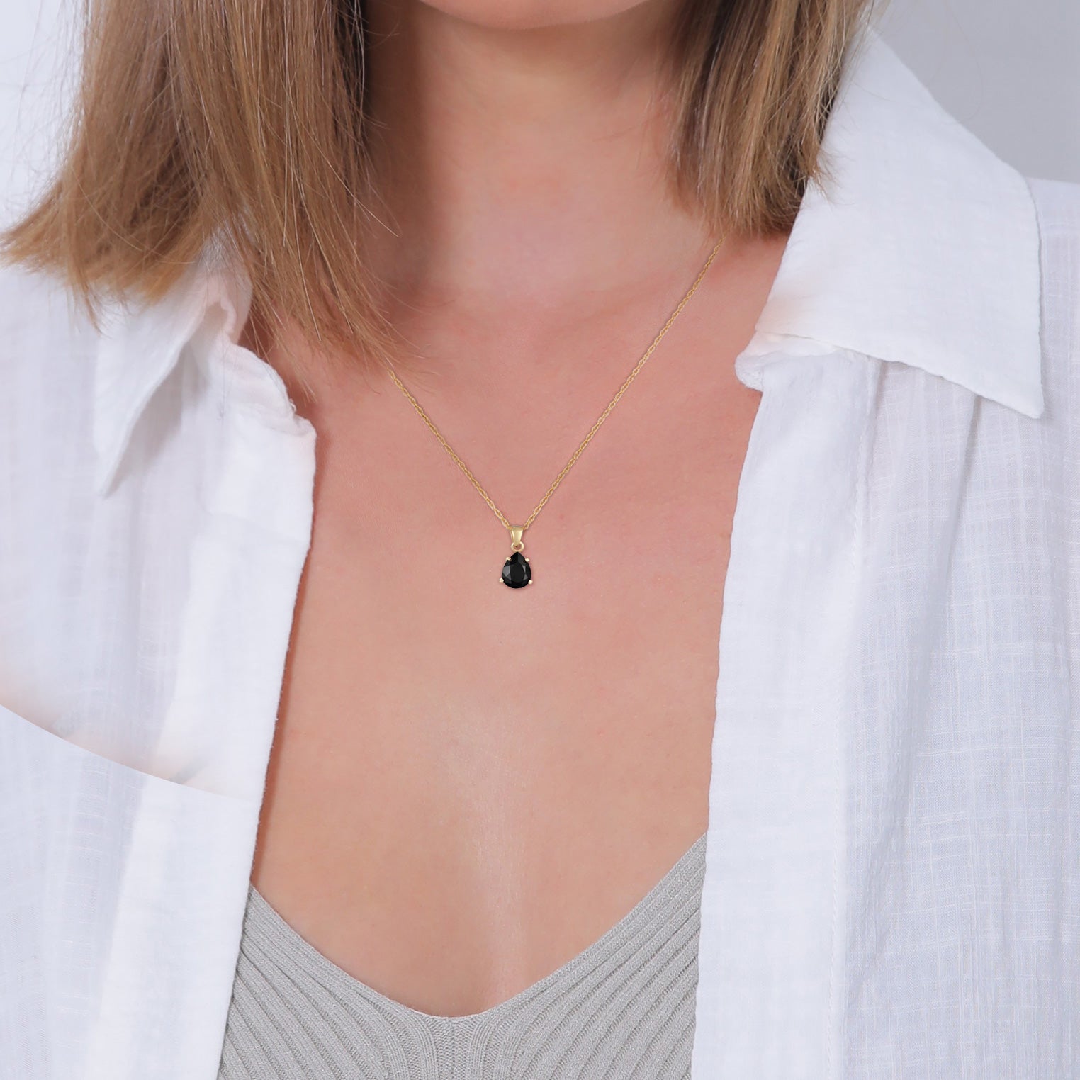 Gold - Elli PREMIUM | Halskette Tropfen | Mit Kristallen von Swarovski® (Schwarz) | 925er Sterling Silber Vergoldet
