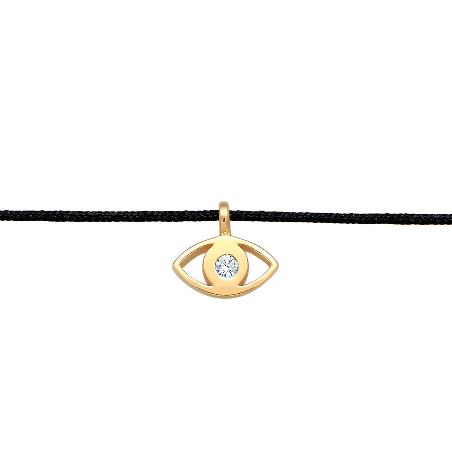 Gold - Elli | Choker Evil Eye | Mit Kristallen von Swarovski® (Weiß) & Nylon | 925er Sterling Silber Vergoldet