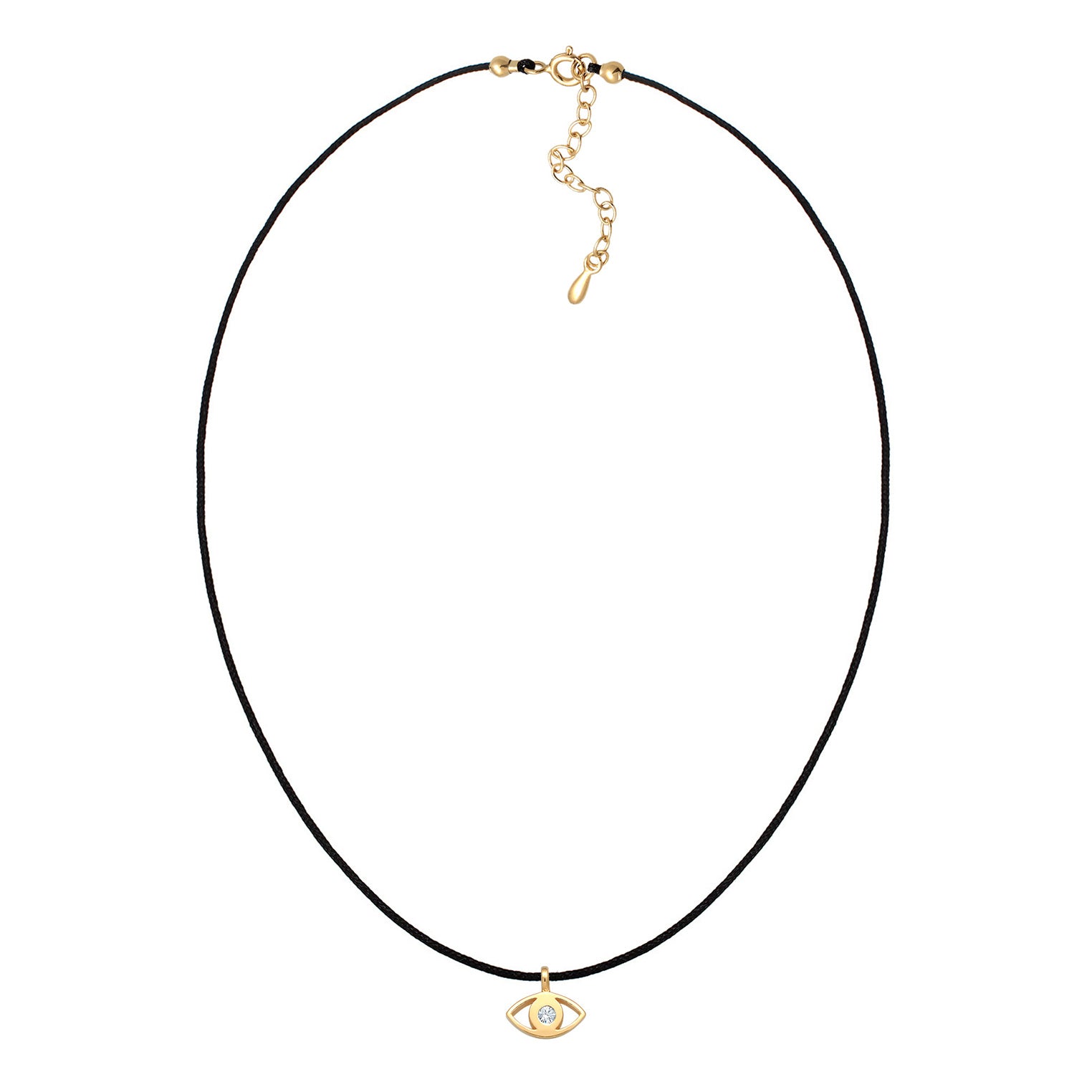 Gold - Elli | Choker Evil Eye | Mit Kristallen von Swarovski® (Weiß) & Nylon | 925er Sterling Silber Vergoldet