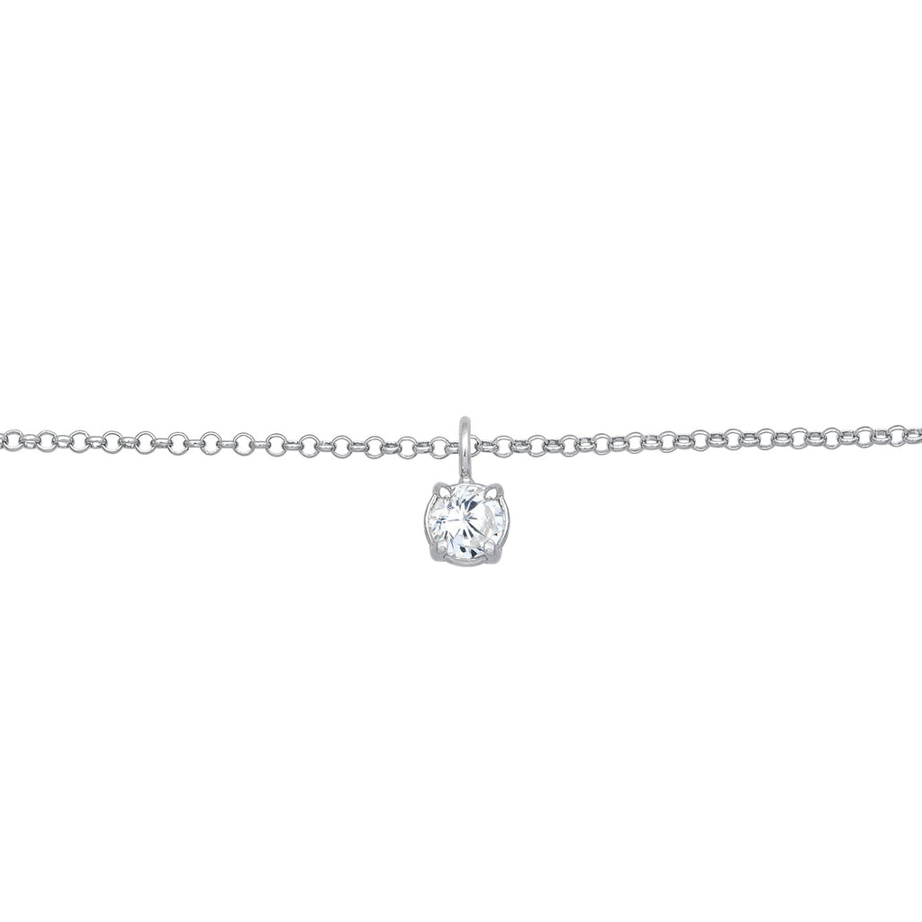 Weiß - Elli | Choker Solitär | Zirkonia (Weiß) | 925er Sterling Silber