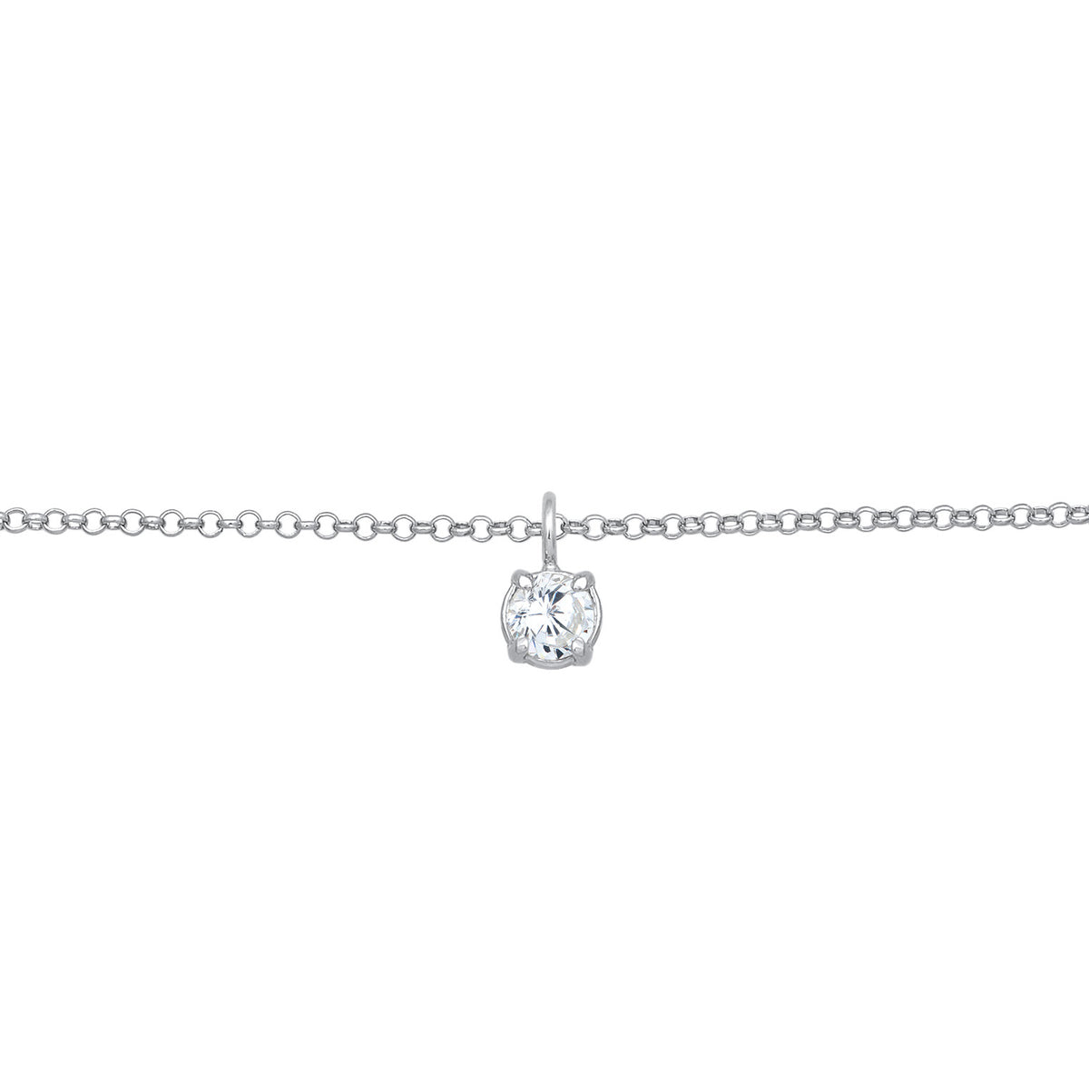 Weiß - Elli | Choker Solitär | Zirkonia (Weiß) | 925er Sterling Silber