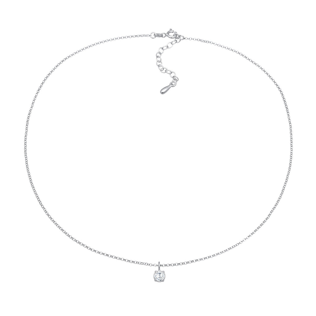 Weiß - Elli | Choker Solitär | Zirkonia (Weiß) | 925er Sterling Silber