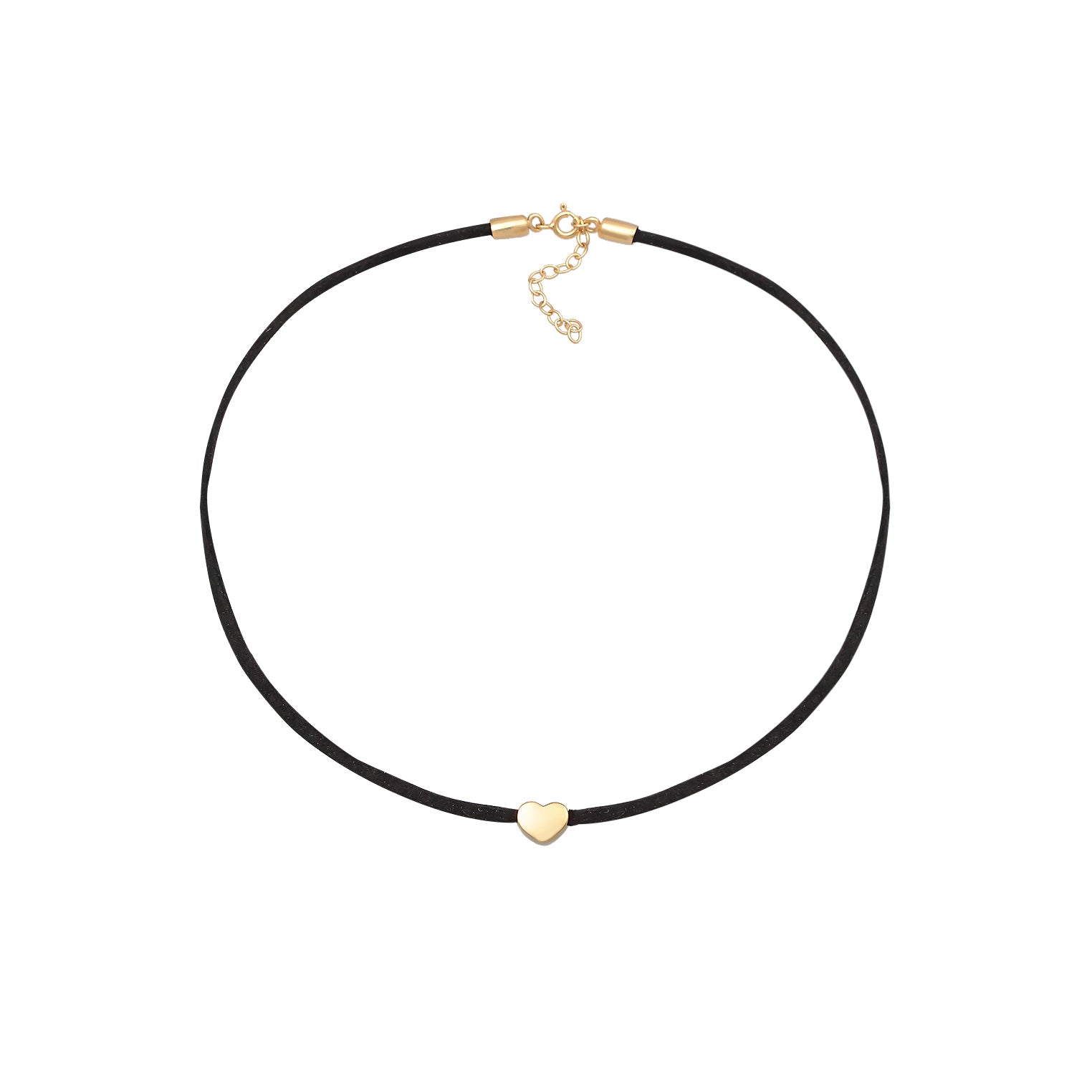 Gold - Elli | Choker Herz | Nylon | 925er Sterling Silber Vergoldet