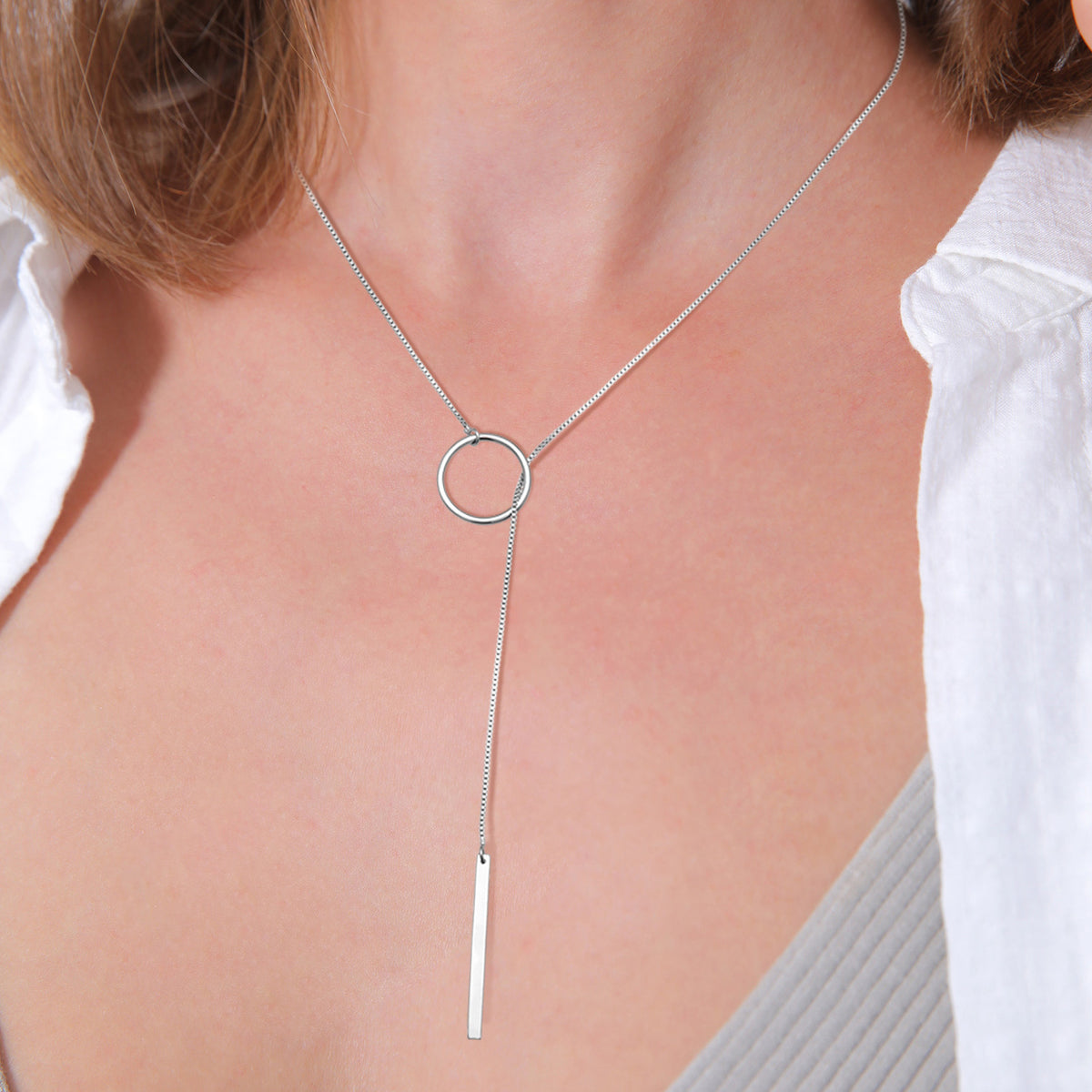 Silber - Elli | Y-Halskette Stab | 925er Sterling Silber