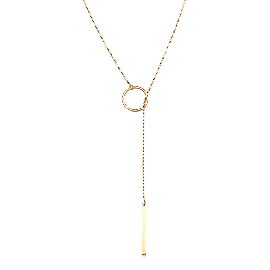 Gold - Elli | Y-Halskette Stab | 925er Sterling Silber Vergoldet