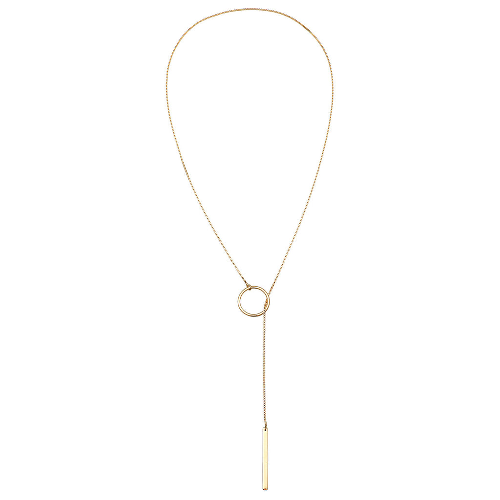 Gold - Elli | Y-Halskette Stab | 925er Sterling Silber Vergoldet