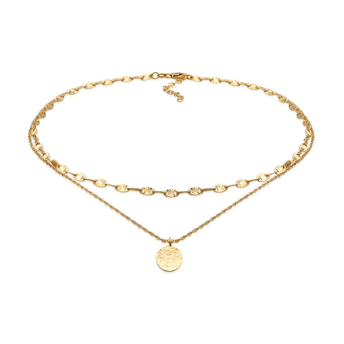 Gold - Elli | Layer-Halskette | 925er Sterling Silber Vergoldet