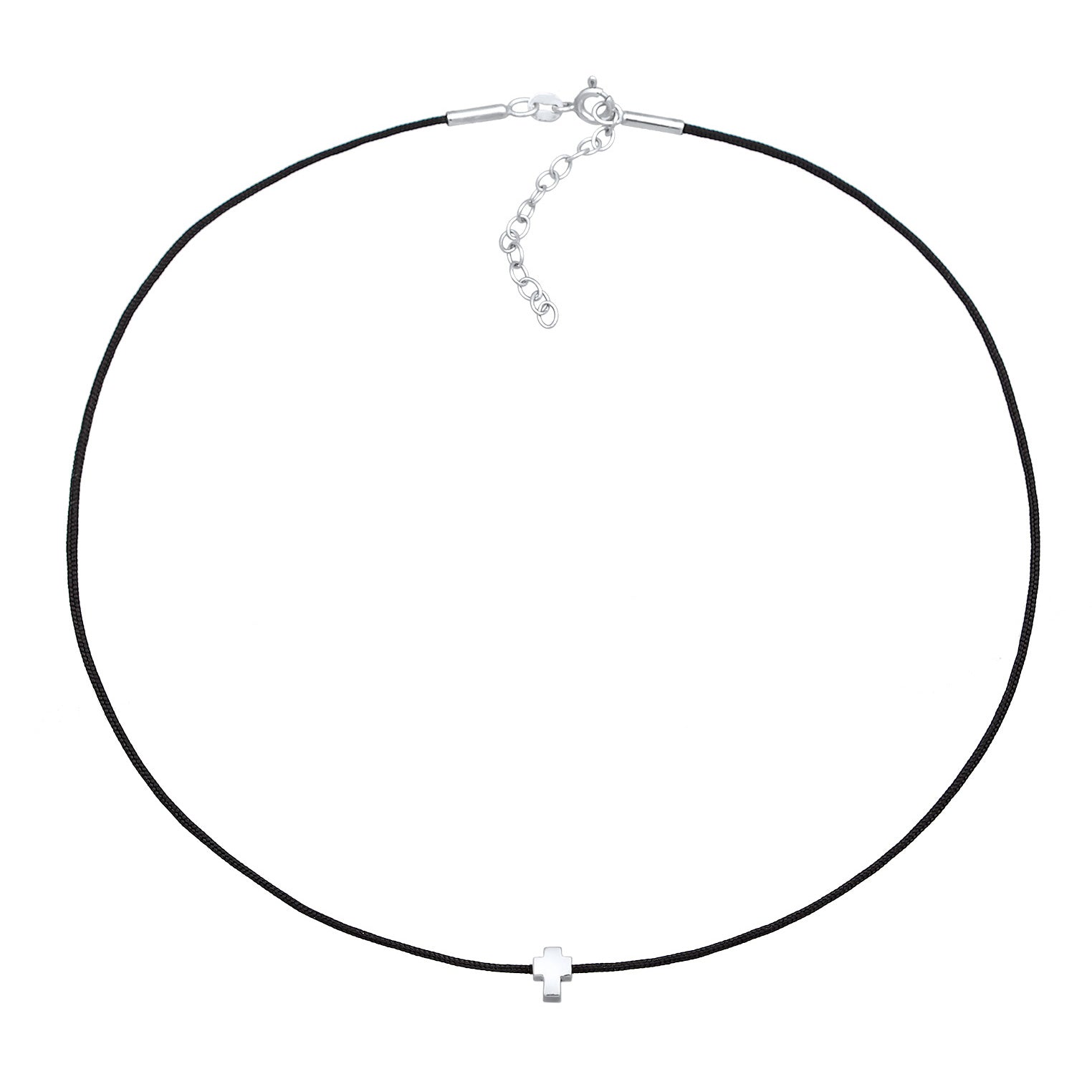 Silber - Elli | Choker Kreuz | Nylon | 925er Sterling Silber