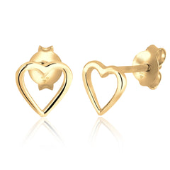 Gold - Elli | Ohrstecker Herz | 925er Sterling Silber Vergoldet