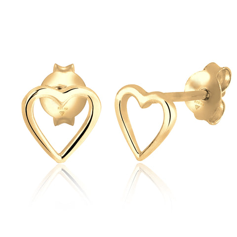 Gold - Elli | Ohrstecker Herz | 925er Sterling Silber Vergoldet