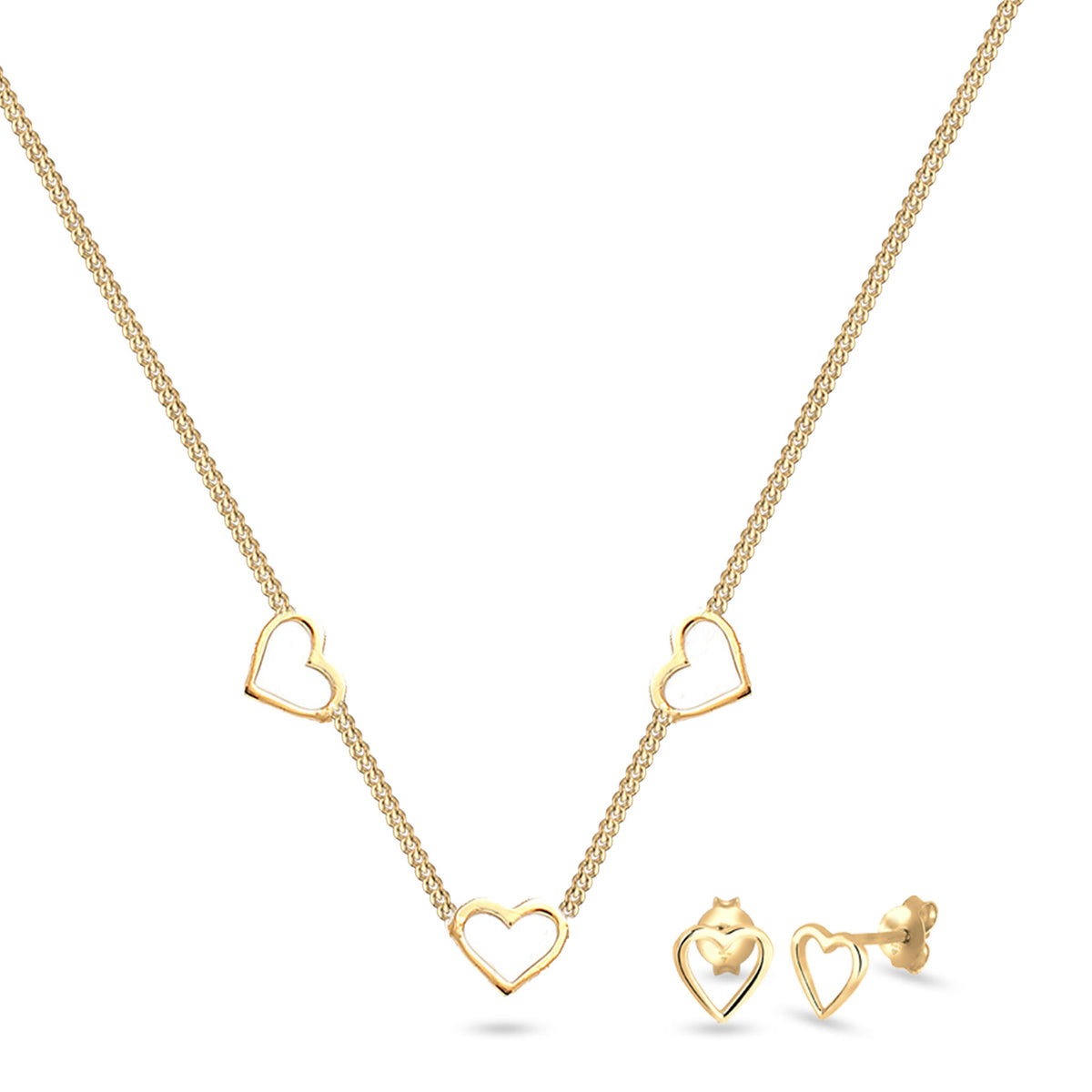 Contour Heart Stud Earrings &amp; Choker Jewelry Set
