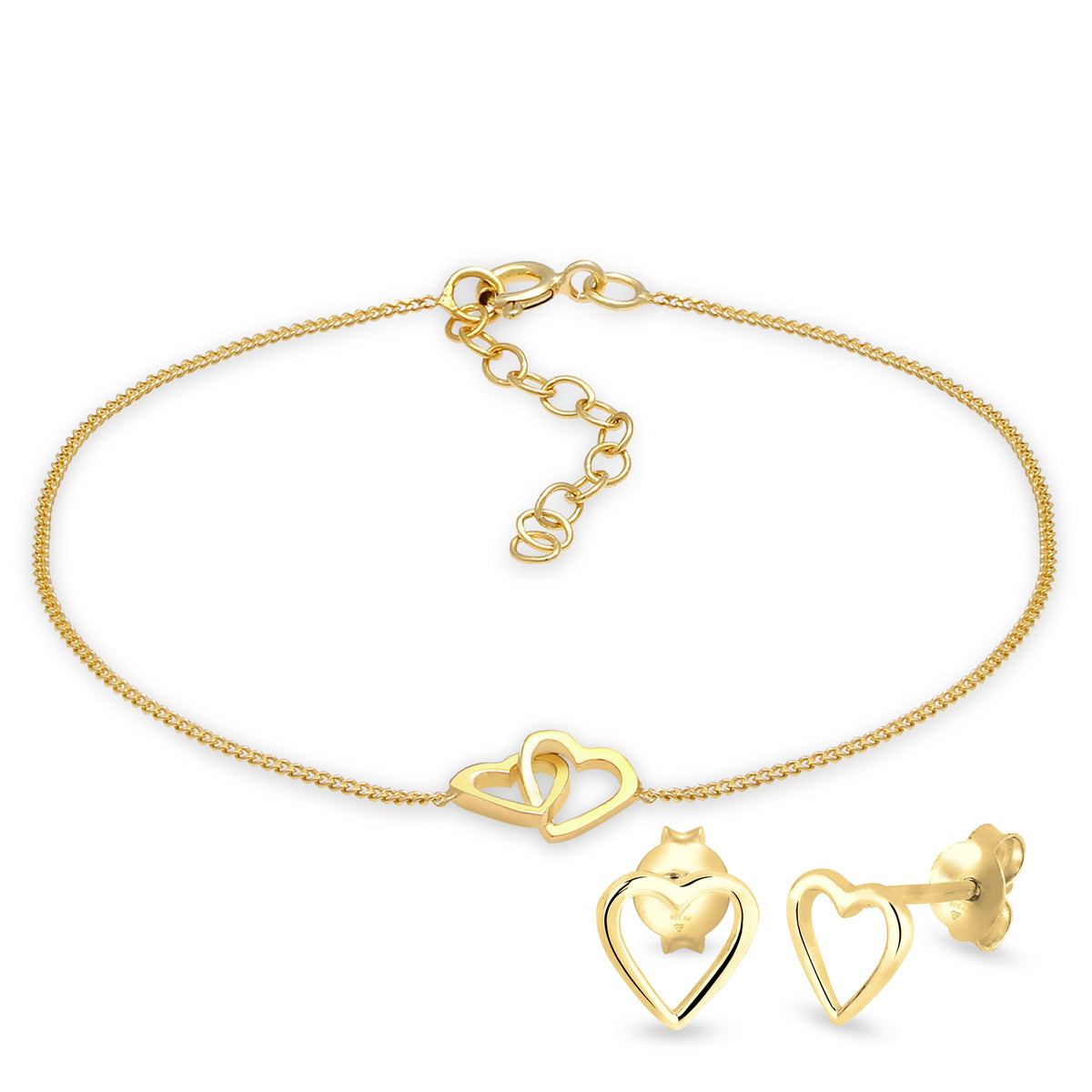 Contour Heart Earrings &amp; Bracelet Jewelry Set