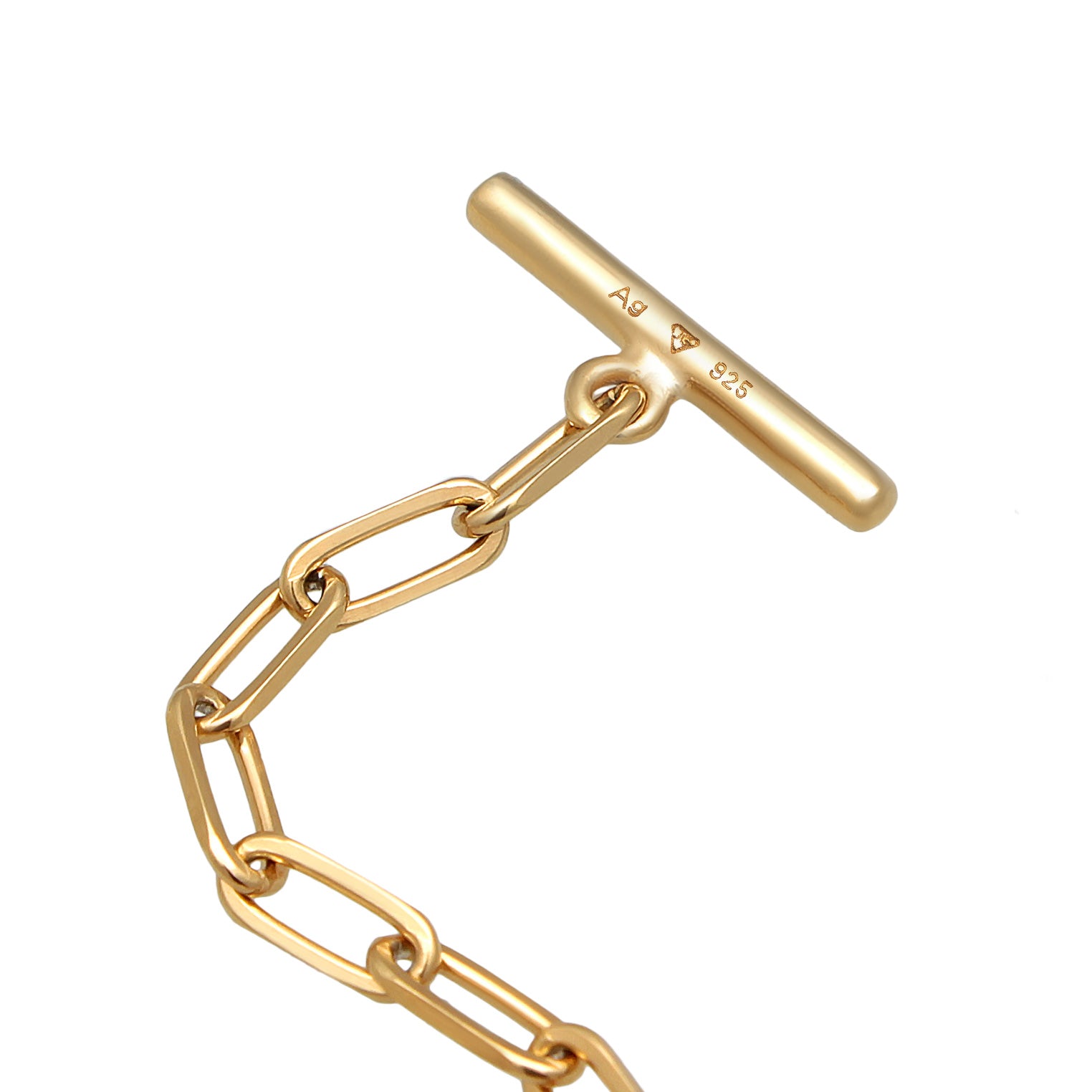 Gold - Elli | Glieder-Armband Knebelverschluss | synth. Perle | 925er Sterling Silber Vergoldet