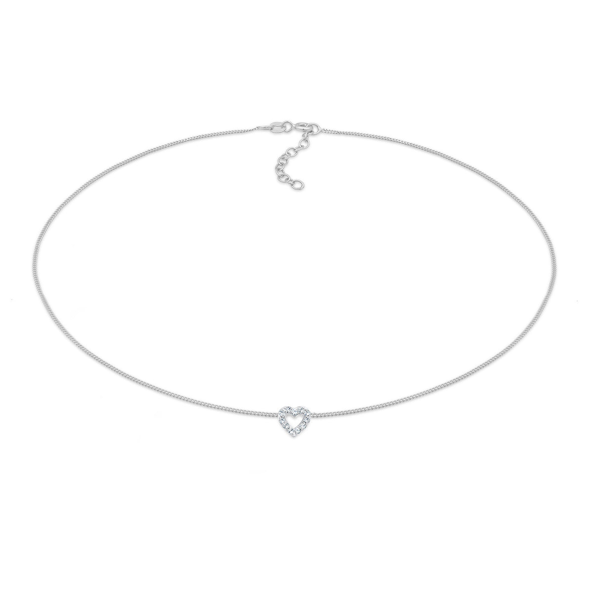 Silber - Elli | Choker Herz | Mit Kristallen von Swarovski® (Weiß) | 925er Sterling Silber
