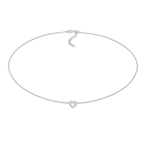 Silber - Elli | Choker Herz | Mit Kristallen von Swarovski® (Weiß) | 925er Sterling Silber