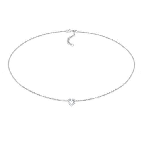 Silber - Elli | Choker Herz | Mit Kristallen von Swarovski® (Weiß) | 925er Sterling Silber